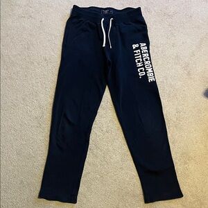 Abercrombie & Fitch Navy Loungewear Branded White Letters Sweatpants (XS/S)
